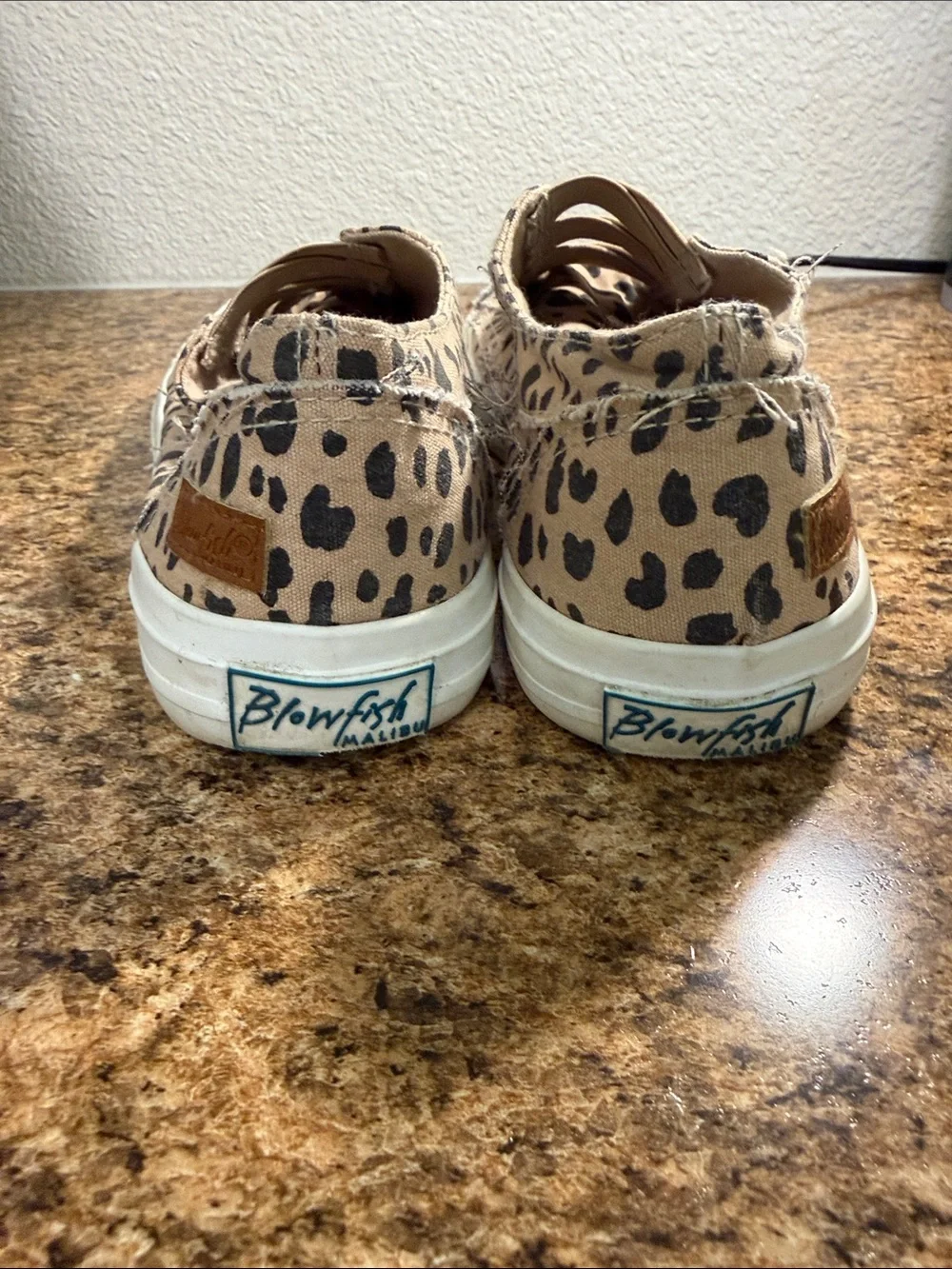 Blowfish Beige and Black Leopard-Print Slip-On Sneakers